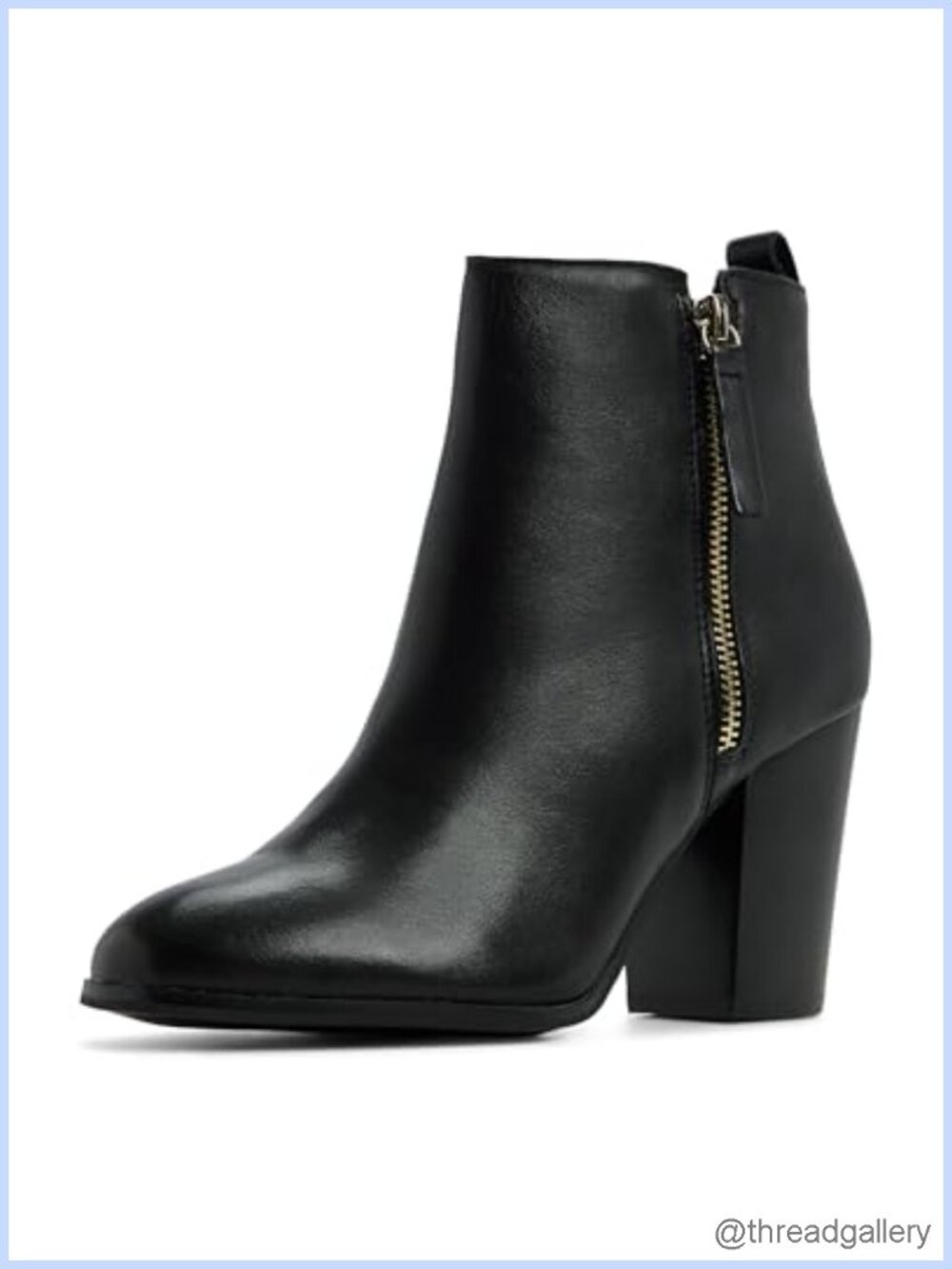 ALDO Noemieflex Leather Ankle Booties with Block Heel & Side Zip